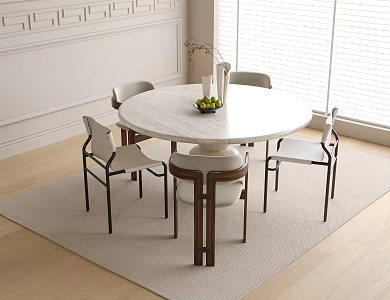 Modern Dining Table and Chair Dining Chair Single Chair Round Dining Table 3d model
