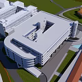 Modern Campus Architectural Complex With Multiple White Buildings Green Spaces And Pathways 3d model