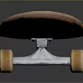 Black Skateboard With Yellow Wheels And Wooden Deck Design