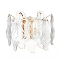 Modern Glass Wall Lamp With Transparent Leaf Shaped Shades And Golden Frame