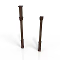 Dark Brown Architectural Columns With Carved Details And Different Heights On White Background