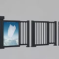 Black Automatic Gate Barrier With Advertising Screen White Wing And Blue Sky Design 3d model