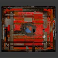 Vintage Rusty Red Generator With Metal Frame And Mechanical Parts