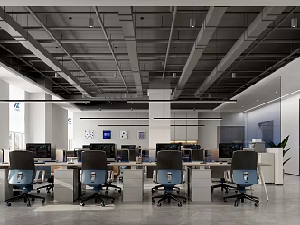 Office area Open office area Bare roof 3d model