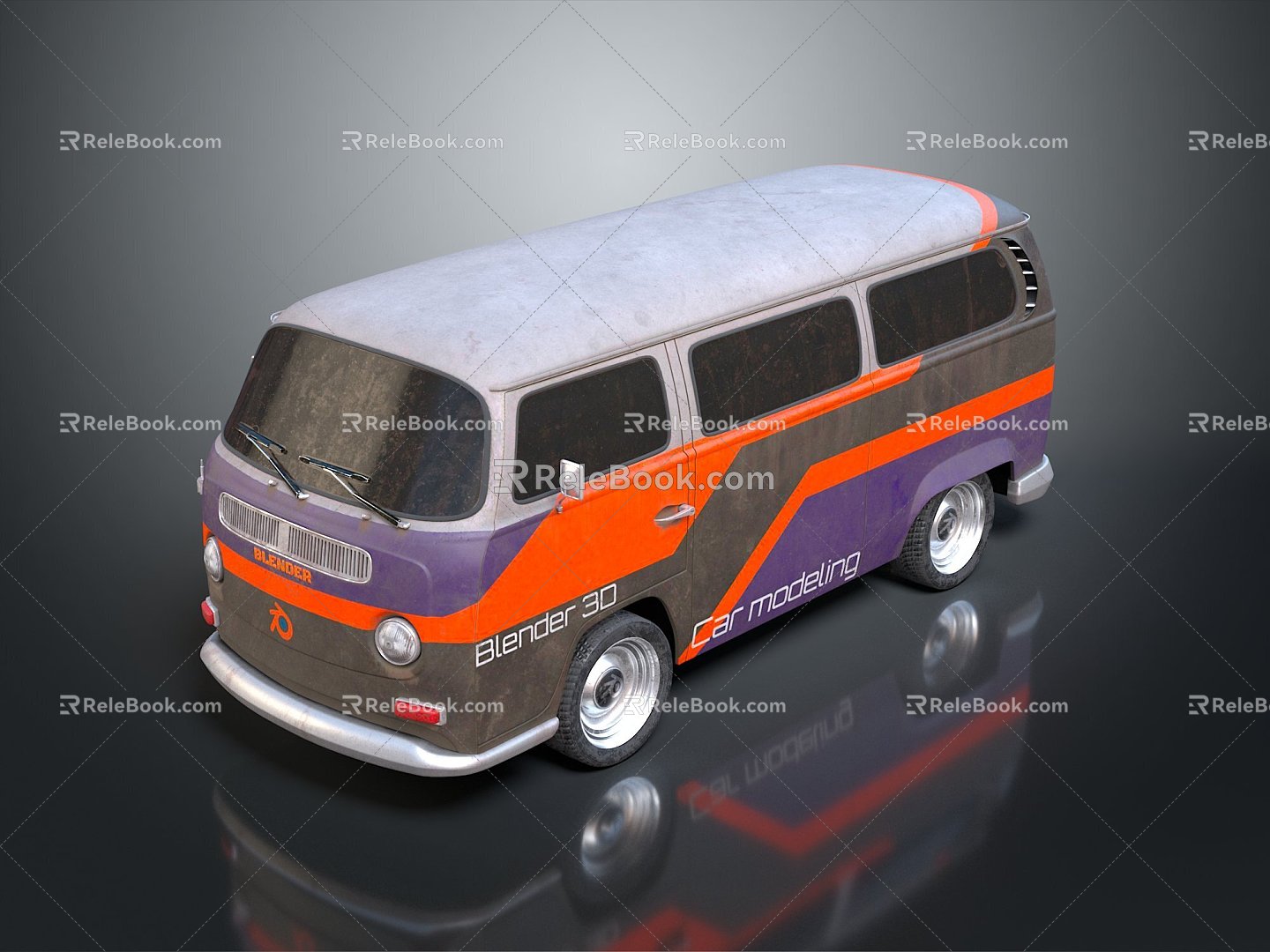 minibus minibus minivan driverless bus bus school bus van box car 3d model