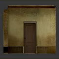 Small Brownish Yellow Building With Flat Roof Door Window And Details