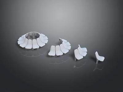 Modern Fan Shaped Stools In Various Sizes For Contemporary Home Decor 3d model