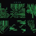 Modern Tech Inspired Green Circuit Board Wall Decor With Digital Pattern Designs 3d model
