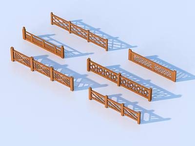 Wooden Decorative Railings With Various Patterns For Garden And Patio Areas 3d model
