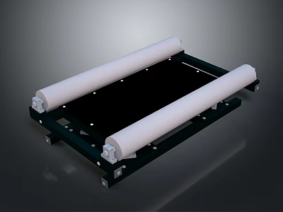 Mechanical Conveyor System With White Rollers On Black Metal Platform Structure 3d model
