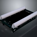 Mechanical Conveyor System With White Rollers On Black Metal Platform Structure 3d model