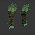 Ornate Medieval Leather Arm Guards Featuring Flame Shaped Decoration And Metallic Details