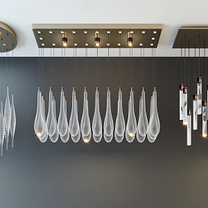 Modern Crystal Lamp Fashion Simple Metal Crystal Chandelier Combination 3d model