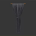 Gray Pleated Curtain With Orange Rod Tied Design For Home Interior