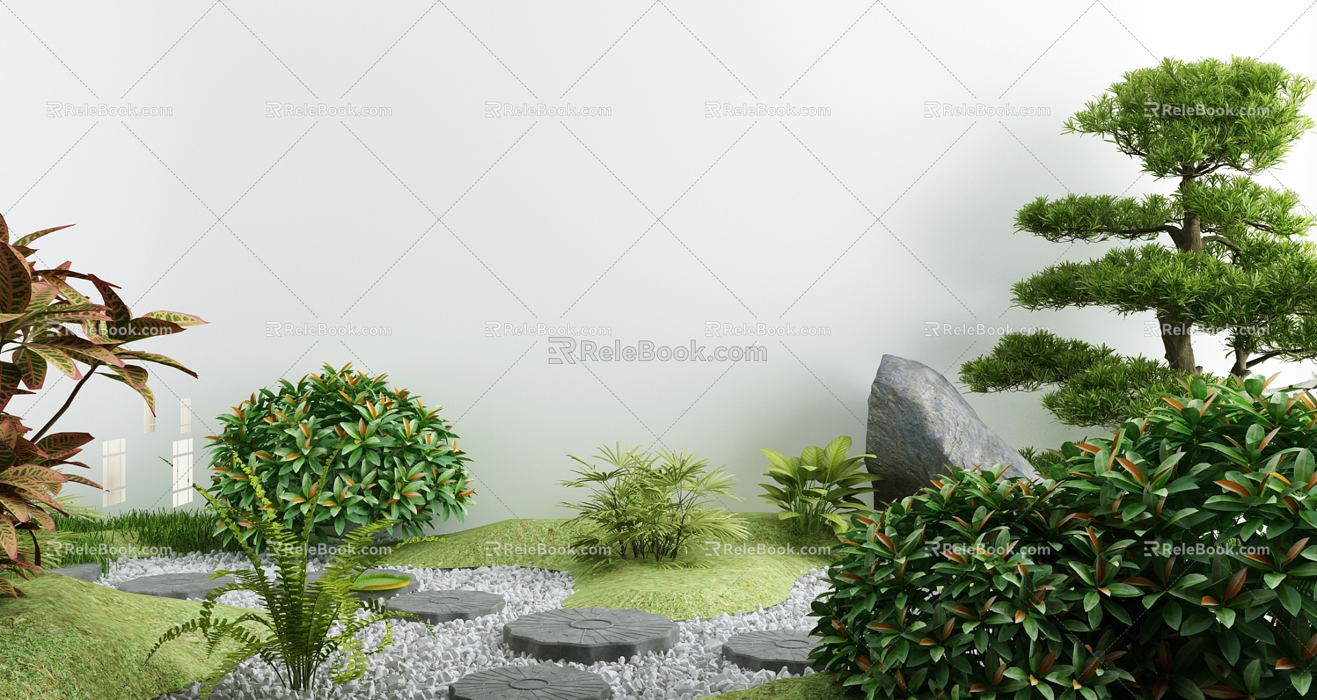 Courtyard landscape sketch 3d model