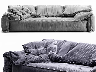 Luxury Modern Gray Velvet Sectional Sofa With Soft Plush Comfortable Cushions 3d model