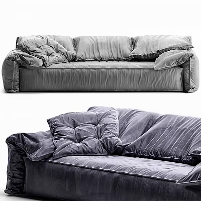 Luxury Modern Gray Velvet Sectional Sofa With Soft Plush Comfortable Cushions 3d model