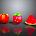 Fresh Red Bell Pepper Juicy Strawberry And Ripe Watermelon Slice Fruits