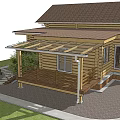 Two Story Wooden House Exterior With Large Windows Front Porch And Brick Foundation