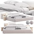 Modern Bed Design with Upholstered Frame White Pillows Gray Blanket and Sleek Nightstand