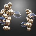 Abstract Modern Artistic Golden Transparent Spheres Structure On Dark Background 3d model