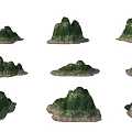 Garden Landscape Featuring Various Shaped Rockery Models Arranged In Grid 3d model