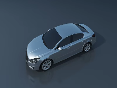 Sleek Silver Sedan With Modern Design And Alloy Wheels Top View 3d model