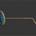Stylish Aviator Sunglasses With Gold Frame And Blue Reflective Lenses