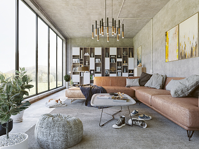 Modern living room study 3d model