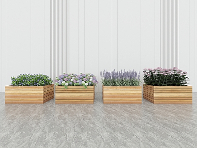 modern flower box outdoor flower box potted plant green plant flower bed flowers 3d model