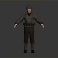 Man in Military Uniform With Helmet Standing Against Gray Background