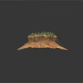 Modern Landscape Mound Featuring Green Plants Exposed Roots and Brown Soil