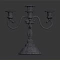 Elegant Silver Metal Candelabra With Multiple Arms And Ornate Round Base