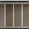 Contemporary Wooden Wall Panels With Grid Slotted And Perforated Design Patterns 3d model