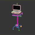 Adjustable Mobile Medical Workstation With Monitor Keyboard And Wheeled Stand
