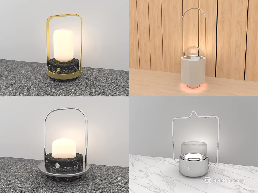 Modern Table Lamp With Metal Handle Minimalist Design Warm Light And Marble Base 3d model 