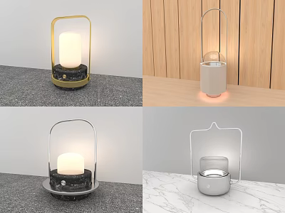 Modern Table Lamp With Metal Handle Minimalist Design Warm Light And Marble Base 3d model