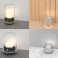 Modern Table Lamp With Metal Handle Minimalist Design Warm Light And Marble Base