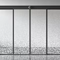 Modern Sliding Door With Black Frame And Glass Featuring Gradient Dot Pattern 3d model