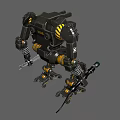 Black Mechanical Robot Character Design With Yellow Accents And Mechanical Joints
