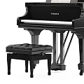 Musical Instruments And Art Supplies Featuring Black Grand Piano With Bench And Music Sheet