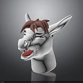 White Horse With Pink Mane Closed Eyes And Open Mouth