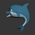 Cute Blue Cartoon Dolphin Character With Smiling Face And Shiny Surface