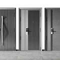 Three Modern Security Doors With Different Panel Designs And Secure Locks