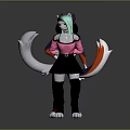 Two Anime Anthropomorphic Characters In Stylish Outfits With Tails And Colorful Hair