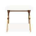 Simple White Top Wooden Table With X Shaped Legs And Lower Shelf