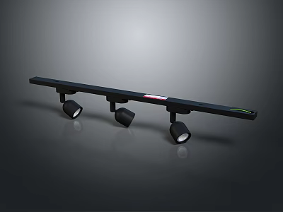 Modern Furniture Track Lighting Fixture With Black Finish And Adjustable Lamps 3d model