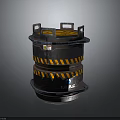 Industrial Equipment Container With Yellow Black Warning Stripes Top Handles And LCPC Label