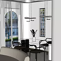 Modern Restaurant Interior With Glass Top Dining Table Metal Frame Chairs And Pendant Lights