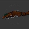 Futuristic Red Sci Fi Vehicle With Green Section And Advanced Mechanical Design Details